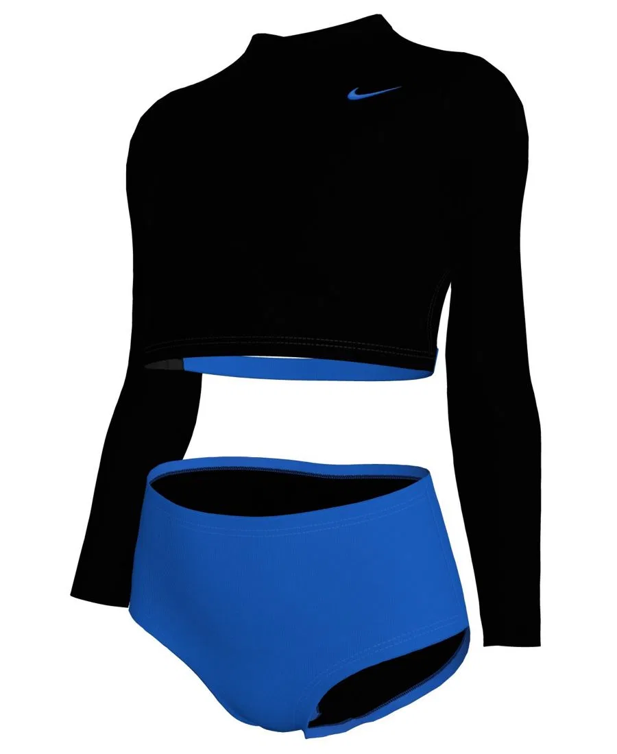 Комплект для плавания с длинным рукавом и высокой талией Nike, Black/Blue — фото 3