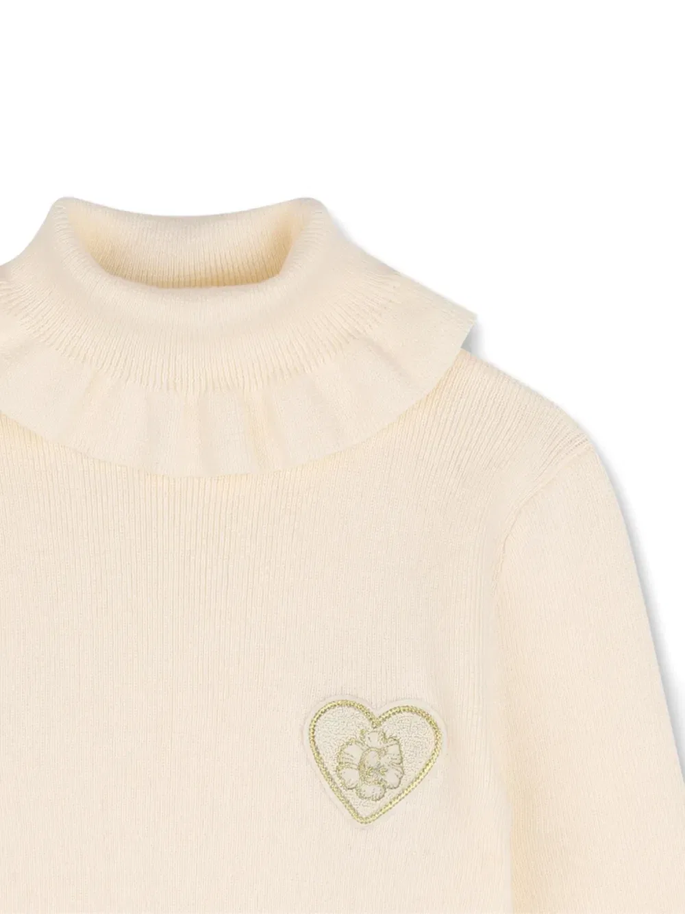Свитер с оборками и нашивкой Chloe Kids, бежевый — фото 3
