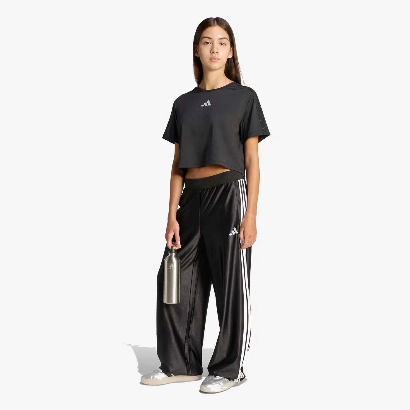 Брюки широкие с блеском Seasonals Adidas, черный — фото 4