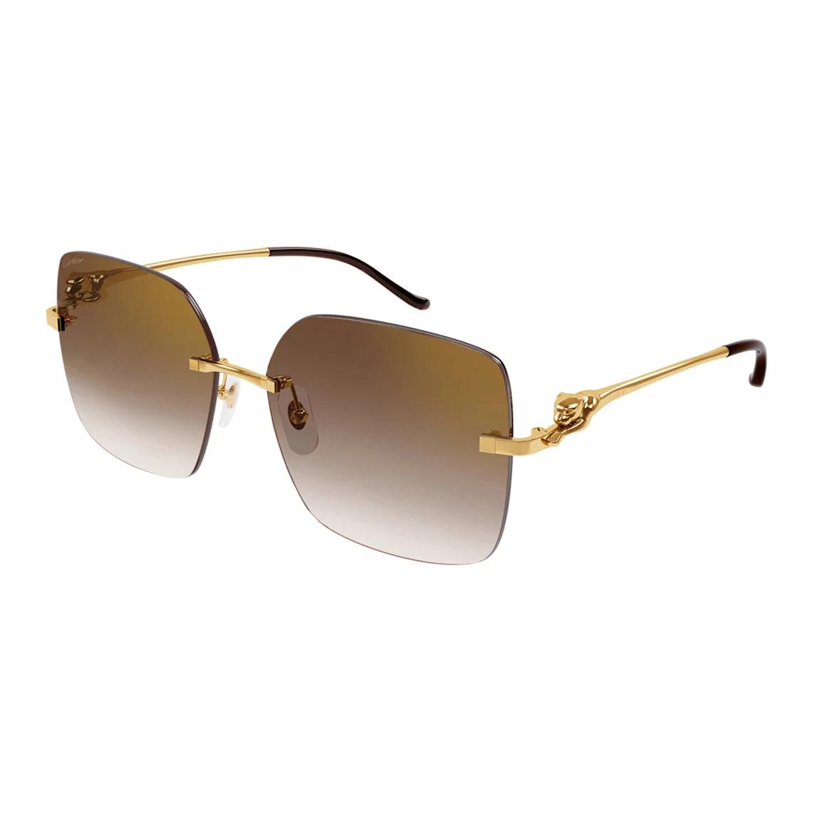 Cartier Квадратные безоправные солнцезащитные очки, Gold — фото 3
