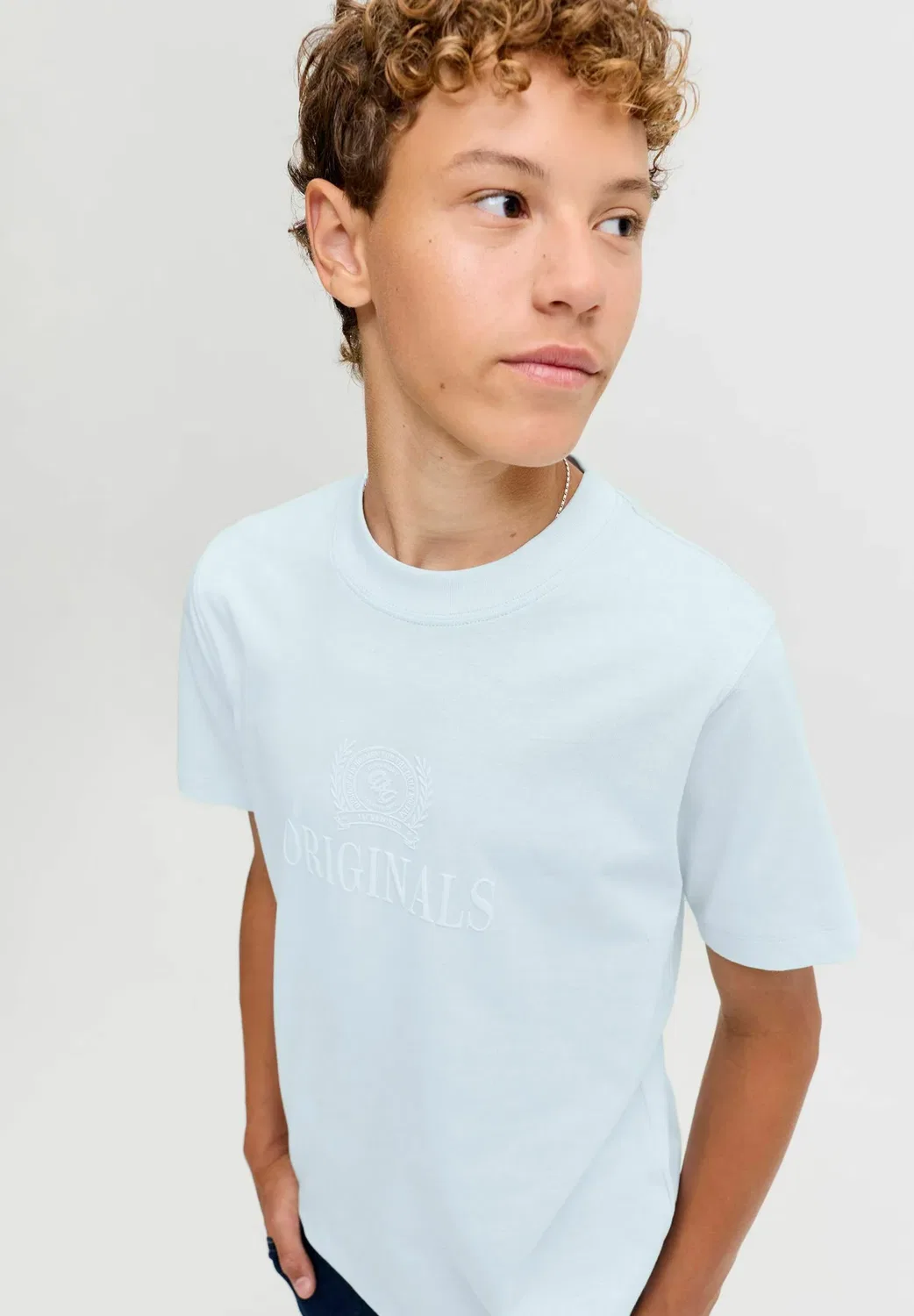 Футболка с монограммой Jorfrederiksberg ss cn jnr - базовая футболка Jack & Jones Junior, Ice Water — фото 4