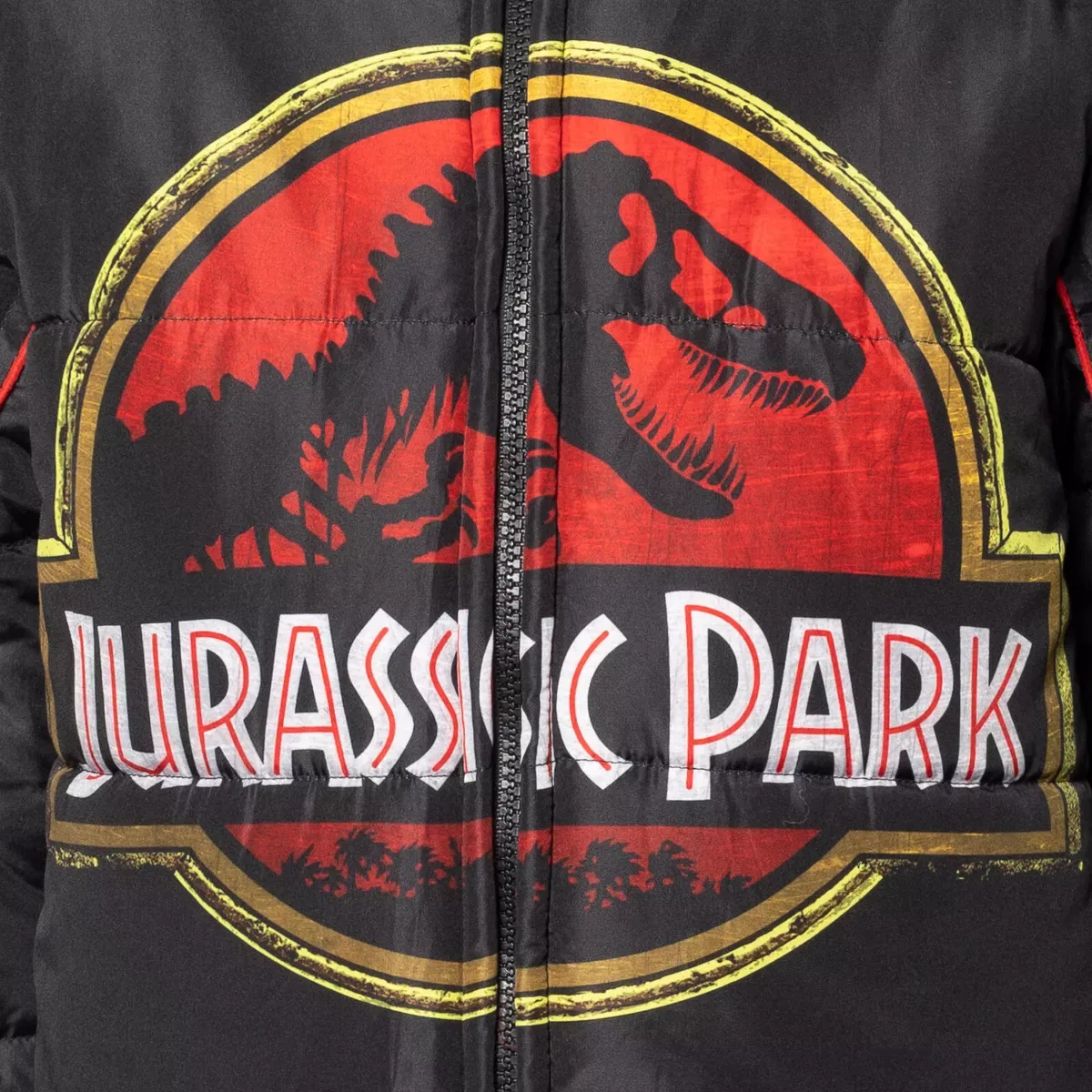 Детское пальто-пуховик для мальчиков с принтом Jurassic Park Zip Up Winter Coat Puffer Jacket Jurassic Park, Black — фото 3