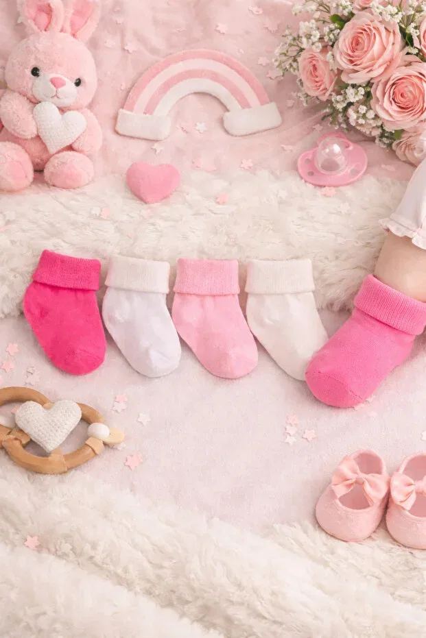 Детские носки для девочек хлопковые 5 пар Galaxy Baby Socks, Pink — фото 3