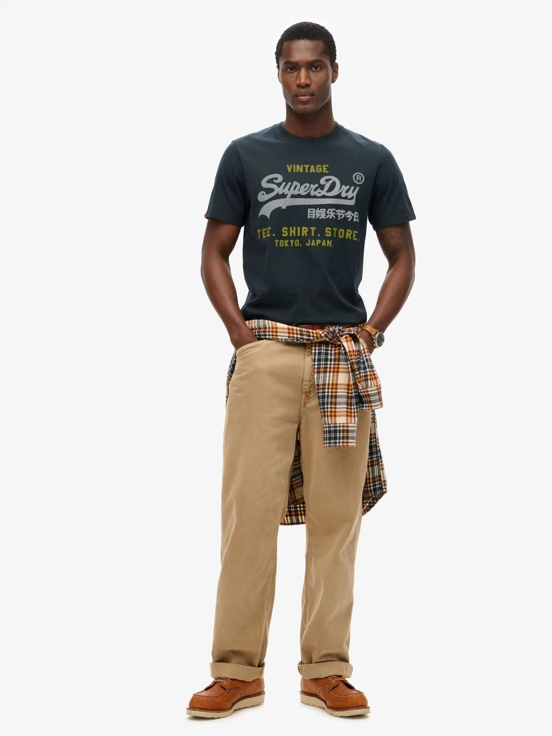 Футболка с вышивкой логотипа Superdry Vintage, синяя — фото 2
