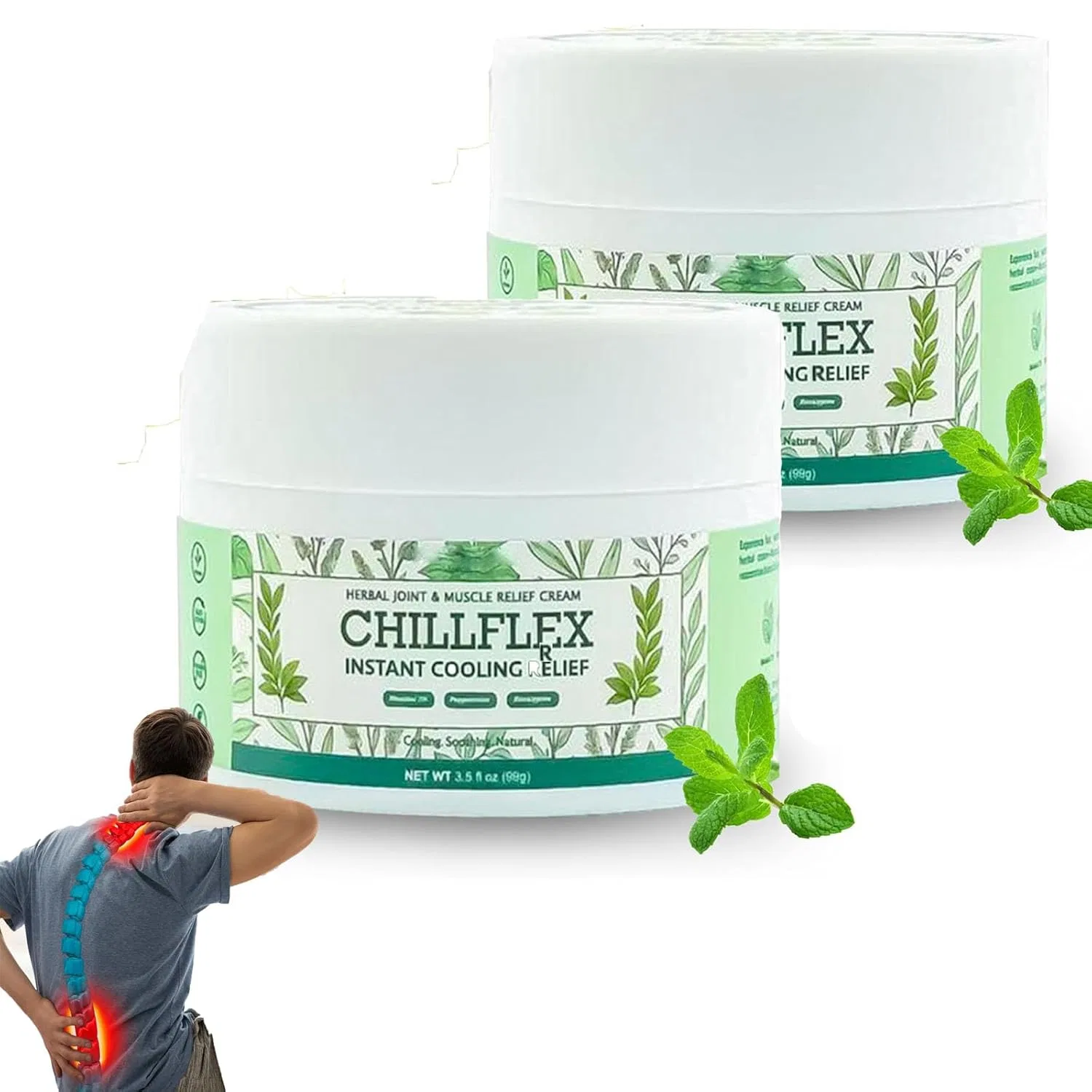 Охлаждающий крем Chillflex Menthol Soothing Cream YAUWIHE, 2 шт., 100 мл, Unscented