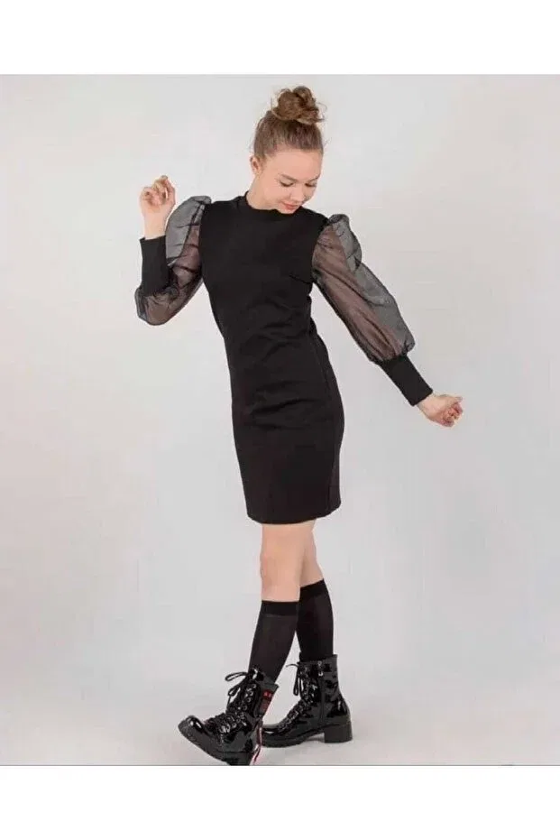 Детское платье для девочек с длинным рукавом Balloon sleeve dress Generic Brands, Black