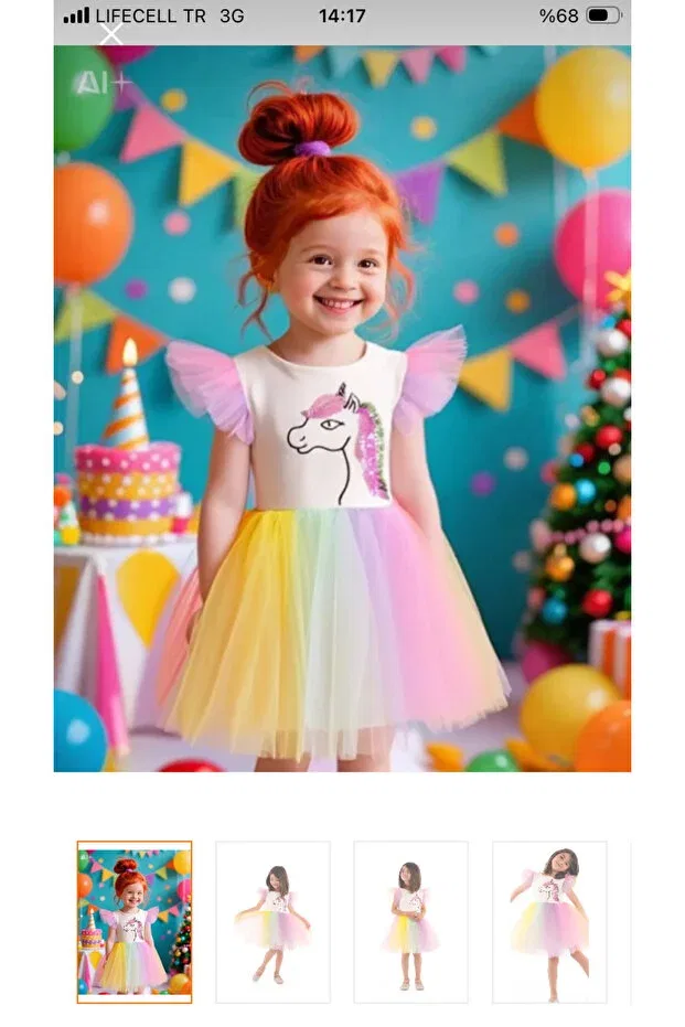 Детское платье для девочек с пайетками Cotton Candy Unicorn Sparkly Tutu Party Dress Size Kids, White — фото 2