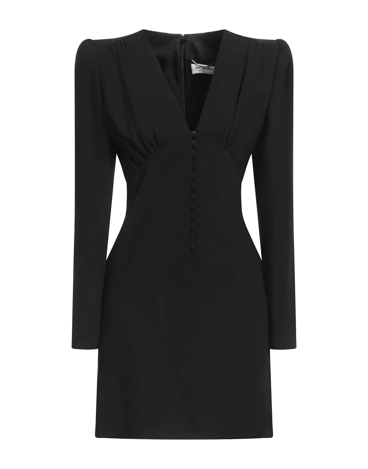 Женское платье-бодикон из крепа с глубоким вырезом Saint Laurent, черный