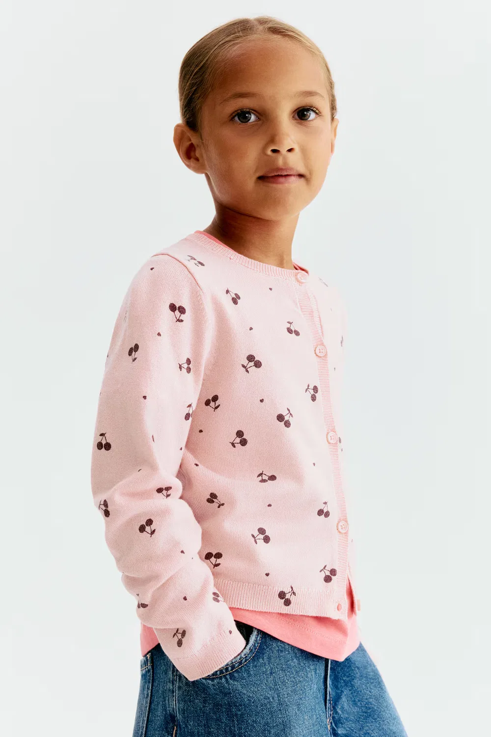 Кардиган с узором H&M, Helles Mattrosa/Kirschen