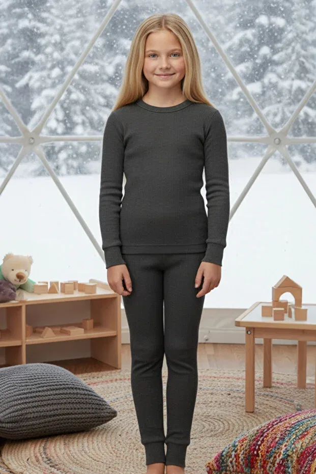 Детский комплект термобелья для девочек хлопковый Thermoform, Antrasit — фото 3