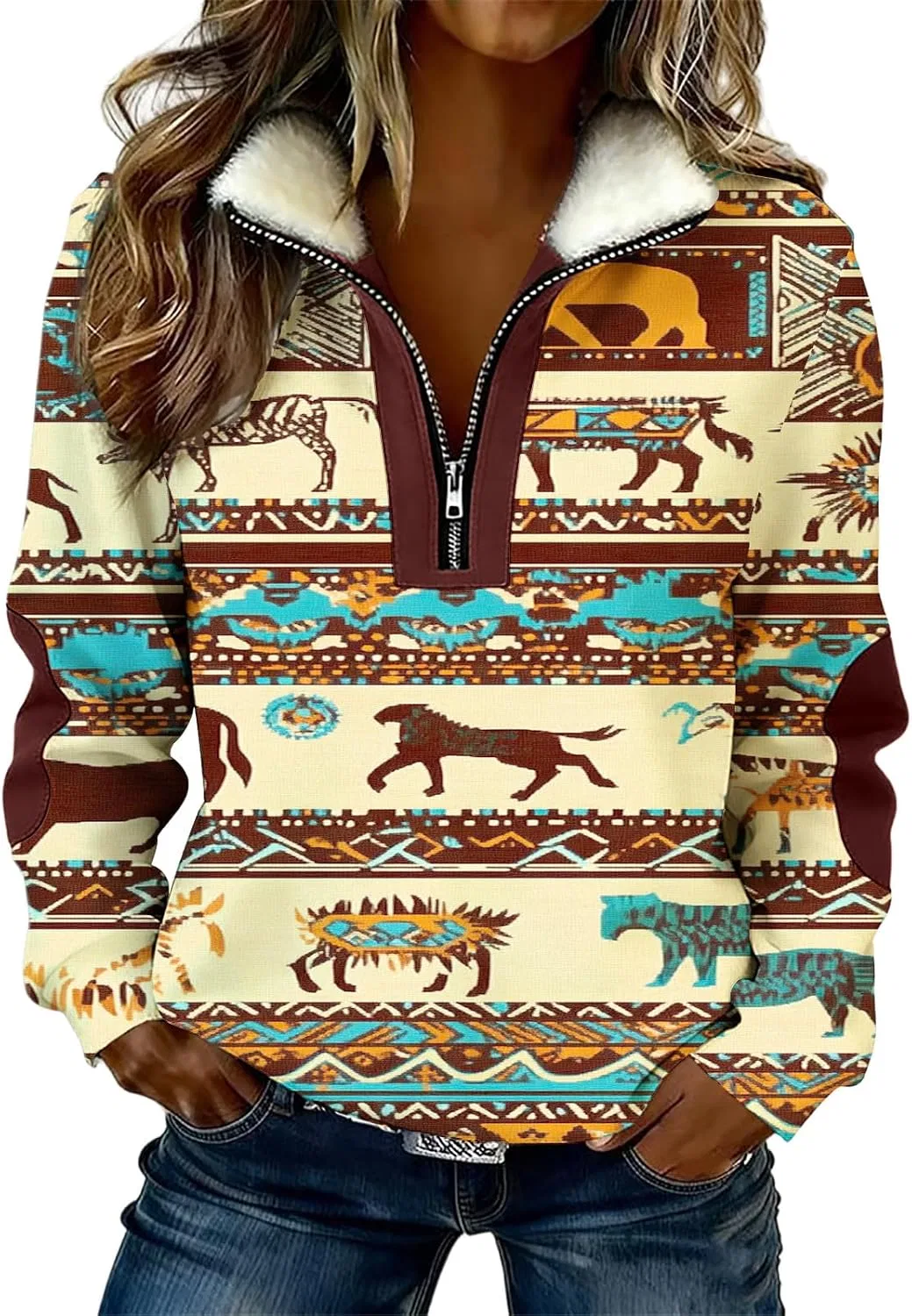Женский свитшот с принтом Aztec Print, мультиколор