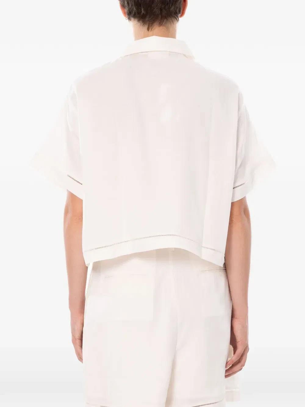 Укороченная рубашка с мережкой Lacoste, белый — фото 3