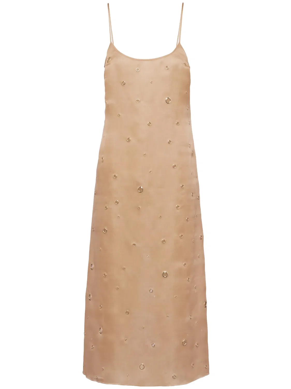 Платье миди из органзы с деталями в стиле eyelet Prada, нейтральные