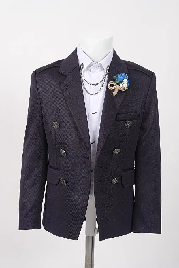 Детский пиджак для девочек приталенный Doctor Junior, Navy Blue — фото 3
