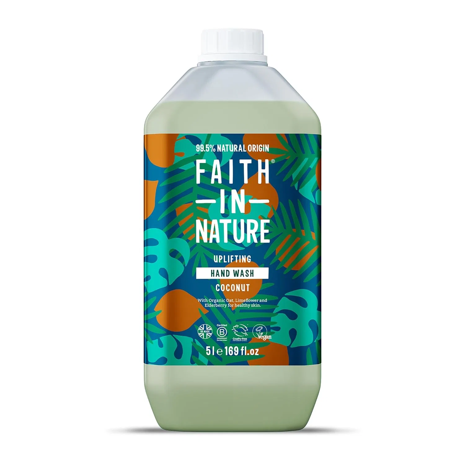 Жидкое мыло для рук Coconut, FAITH IN NATURE, 5 л, набор для заправки