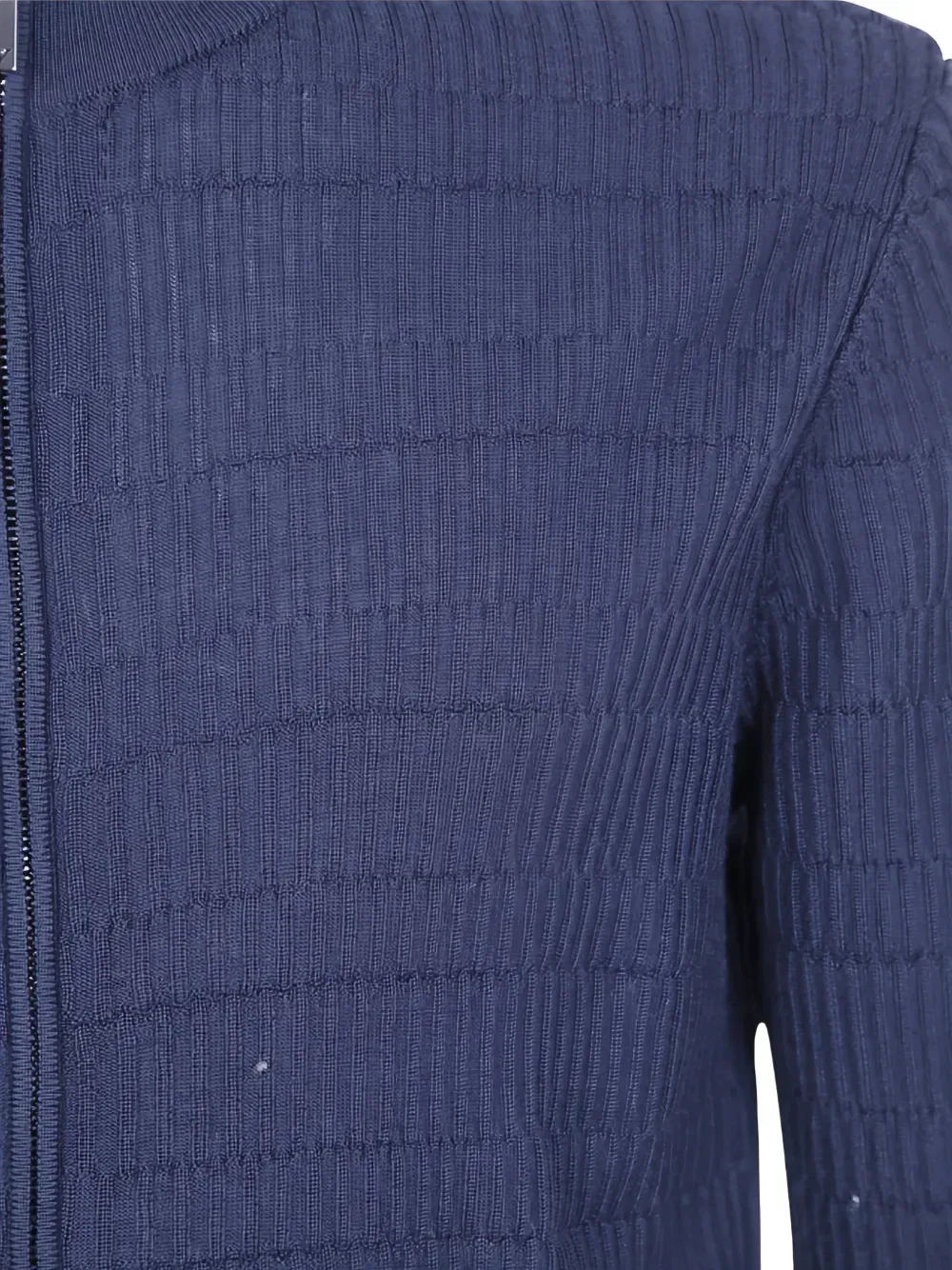 Вязаный шерстяной кардиган на молнии EMPORIO ARMANI, синий — фото 3