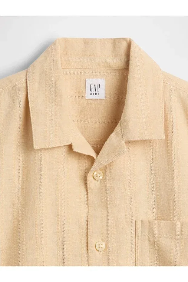 Детская рубашка для мальчиков свободного кроя Relaxed Vacay Shirt Gap, Beige-000 — фото 2
