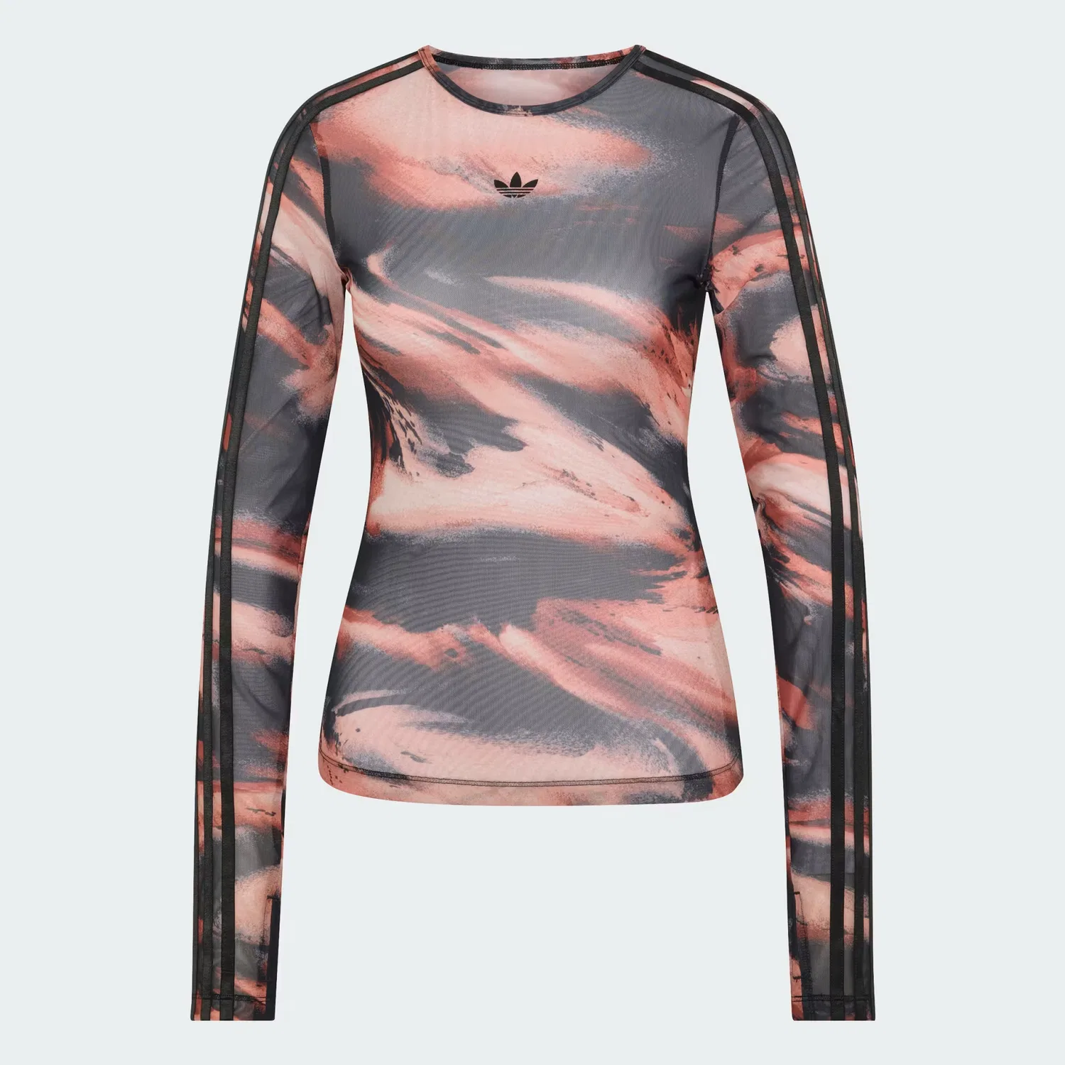 Женская футболка из сетки с графическим принтом Graphic Mesh Tee Adidas Originals, вермиллион/crystal linen/aurora coffee/черный — фото 4