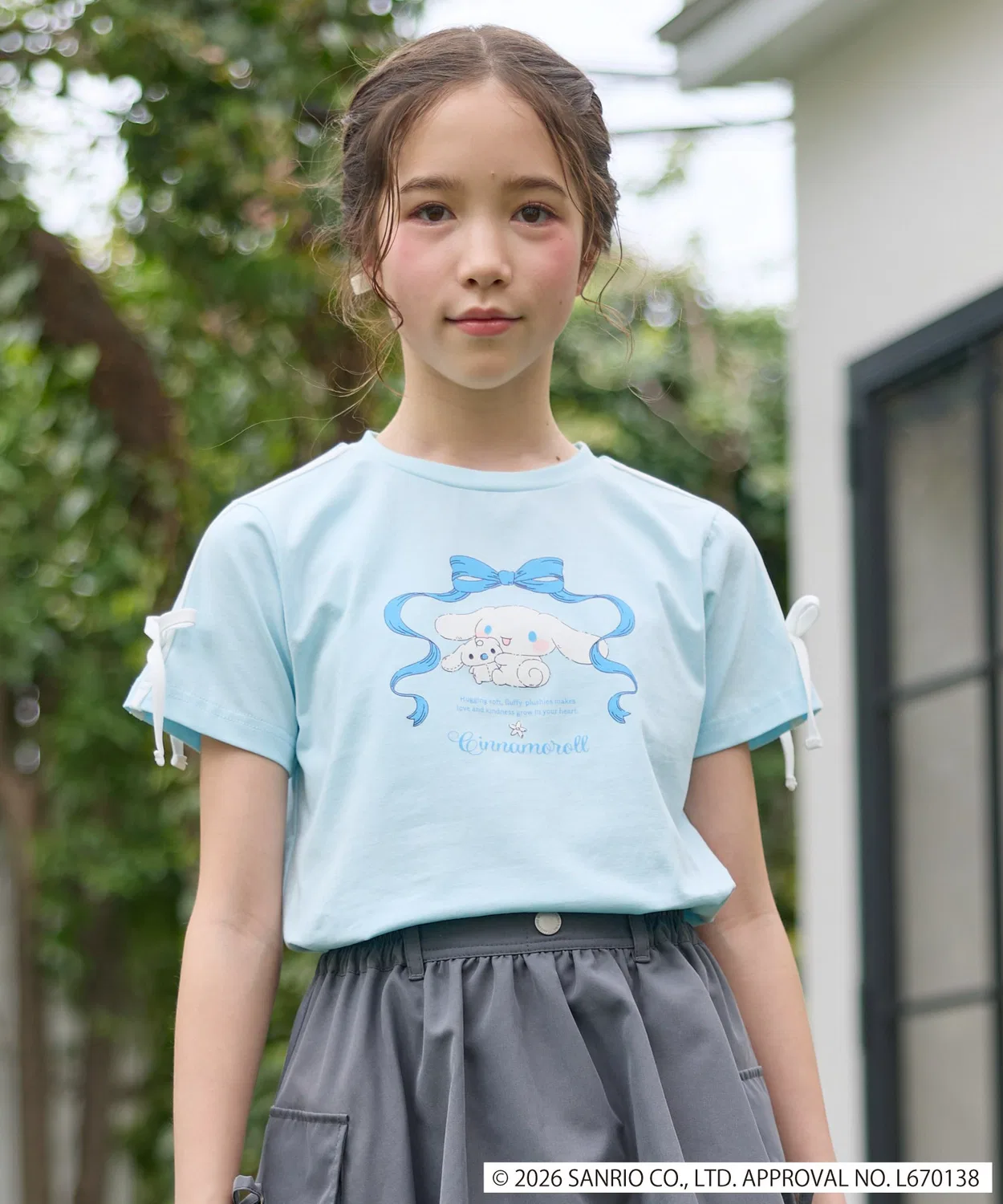 Детская футболка с принтом Cinnamoroll Ribbon Amourire girl, Sax Blue — фото 2