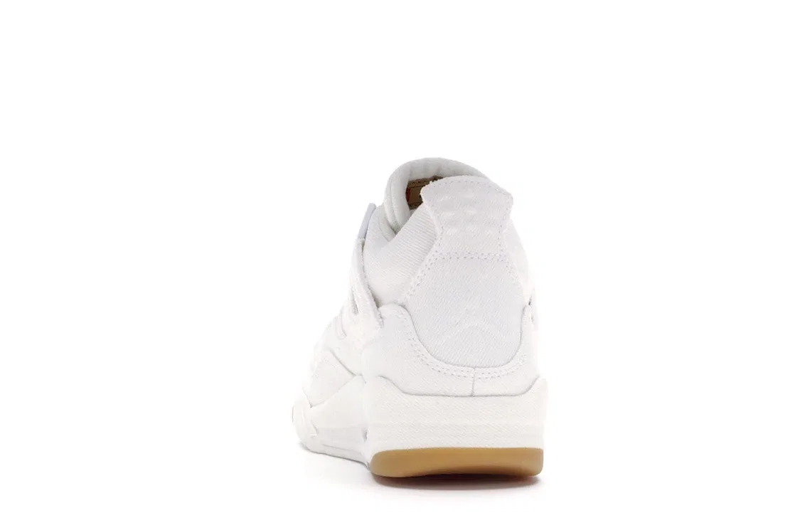 Детские кроссовки Lifestyle с джинсовым верхом Jordan 4 Retro Levis White (GS) (Levis Tag), White/White-White — фото 4