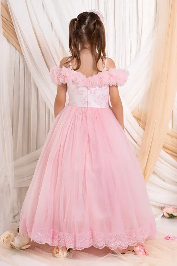 Детское платье для девочек с принтом Party Süslü Pink Kids, Pink — фото 3