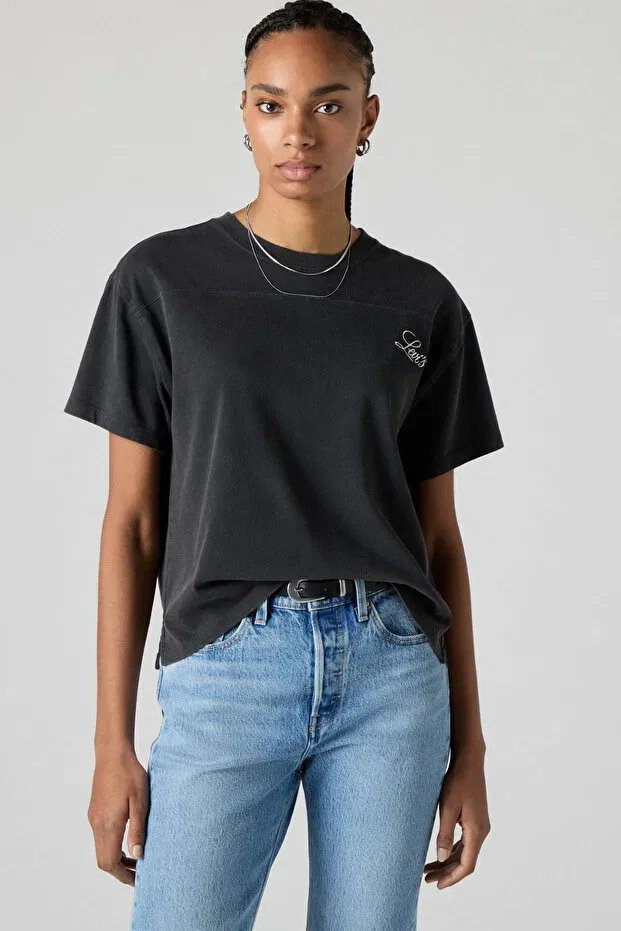 Женская футболка с принтом Vintage Sport Script Pirat Levi's, Black — фото 2