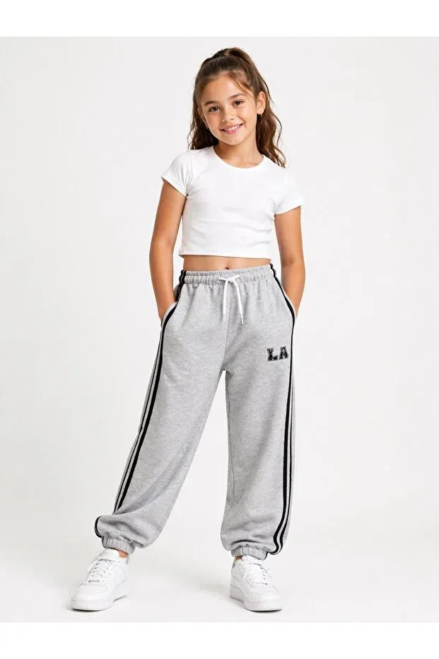 Детские спортивные штаны для девочек и мальчиков с принтом Mışıl Kids, Gray — фото 3
