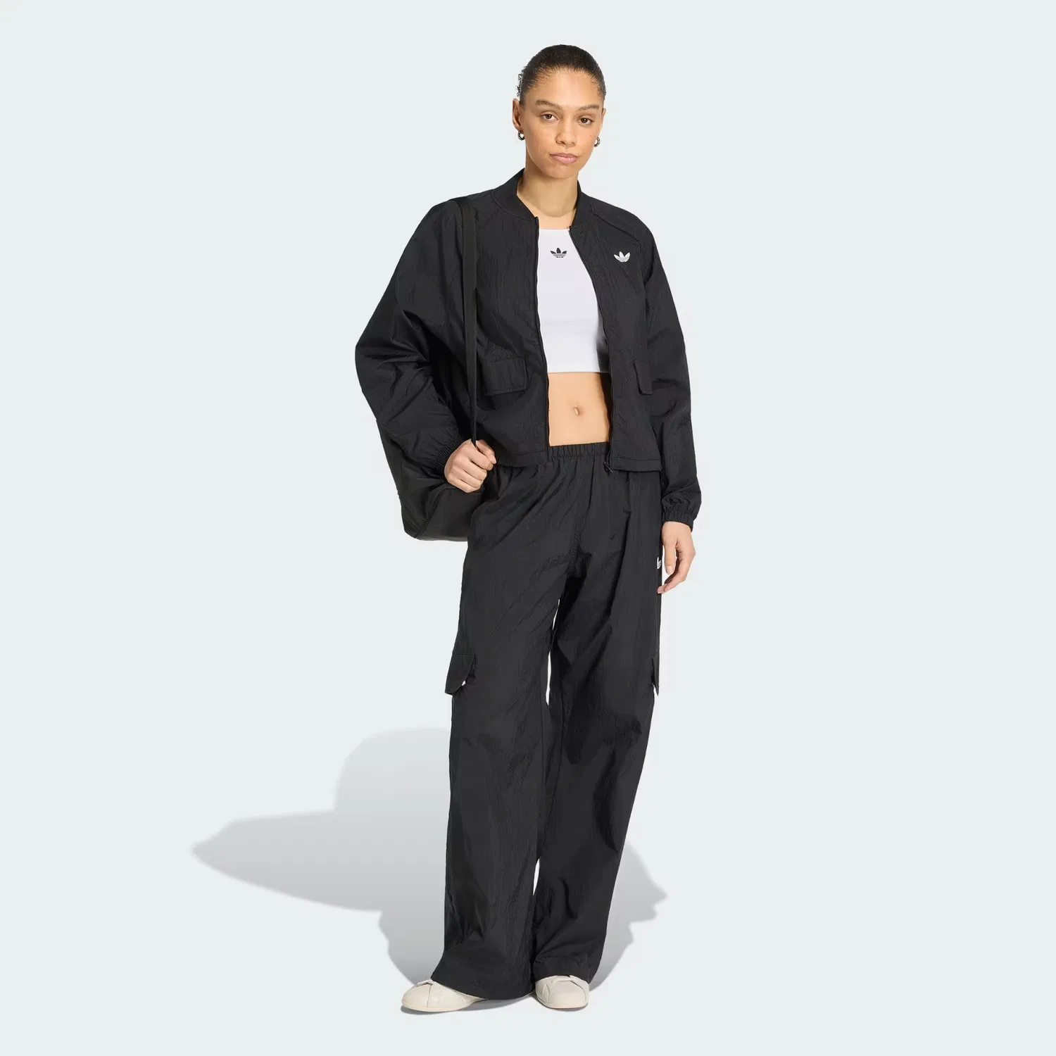Женская олимпийка свободного кроя Essentials Track Top Adidas Originals, черный — фото 3