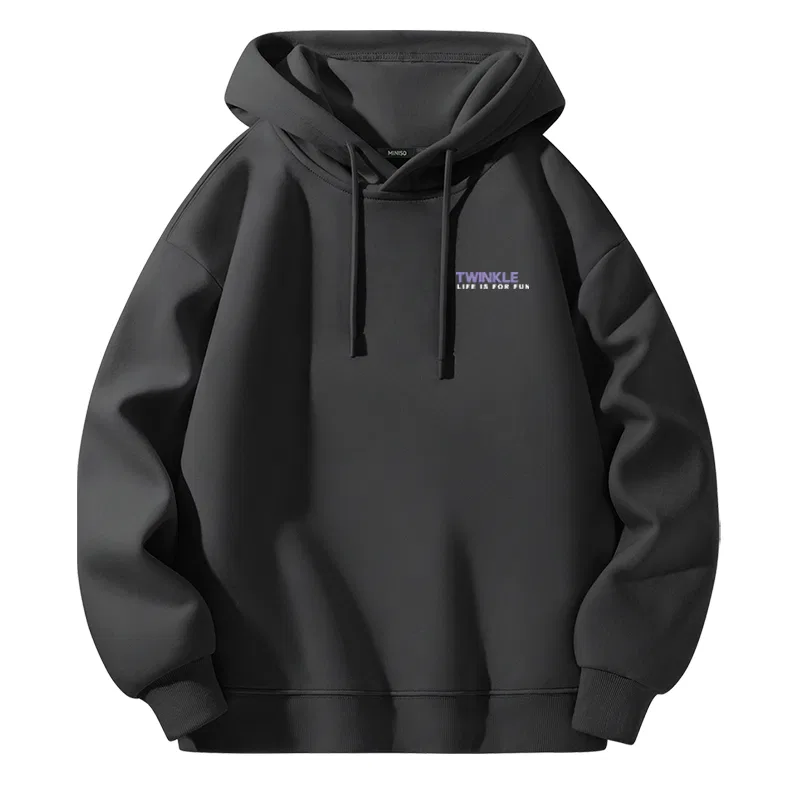 Детское худи с капюшоном утепленное MINISO, Dark Gray (B Fresh Purple Chest Logo)