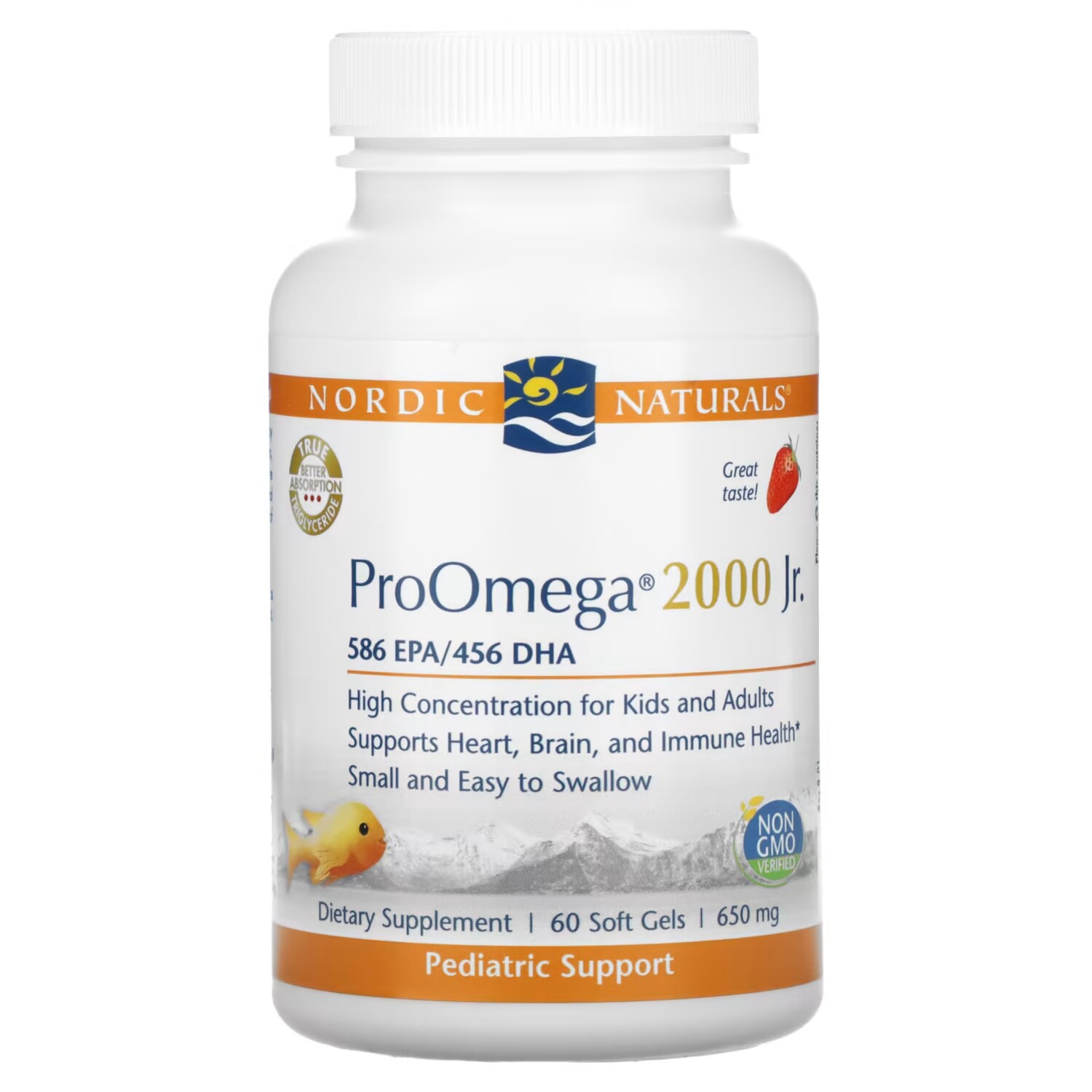 

Nordic Naturals ProOmega 2000 Jr. Клубника, 650 мг, 60 мягких таблеток