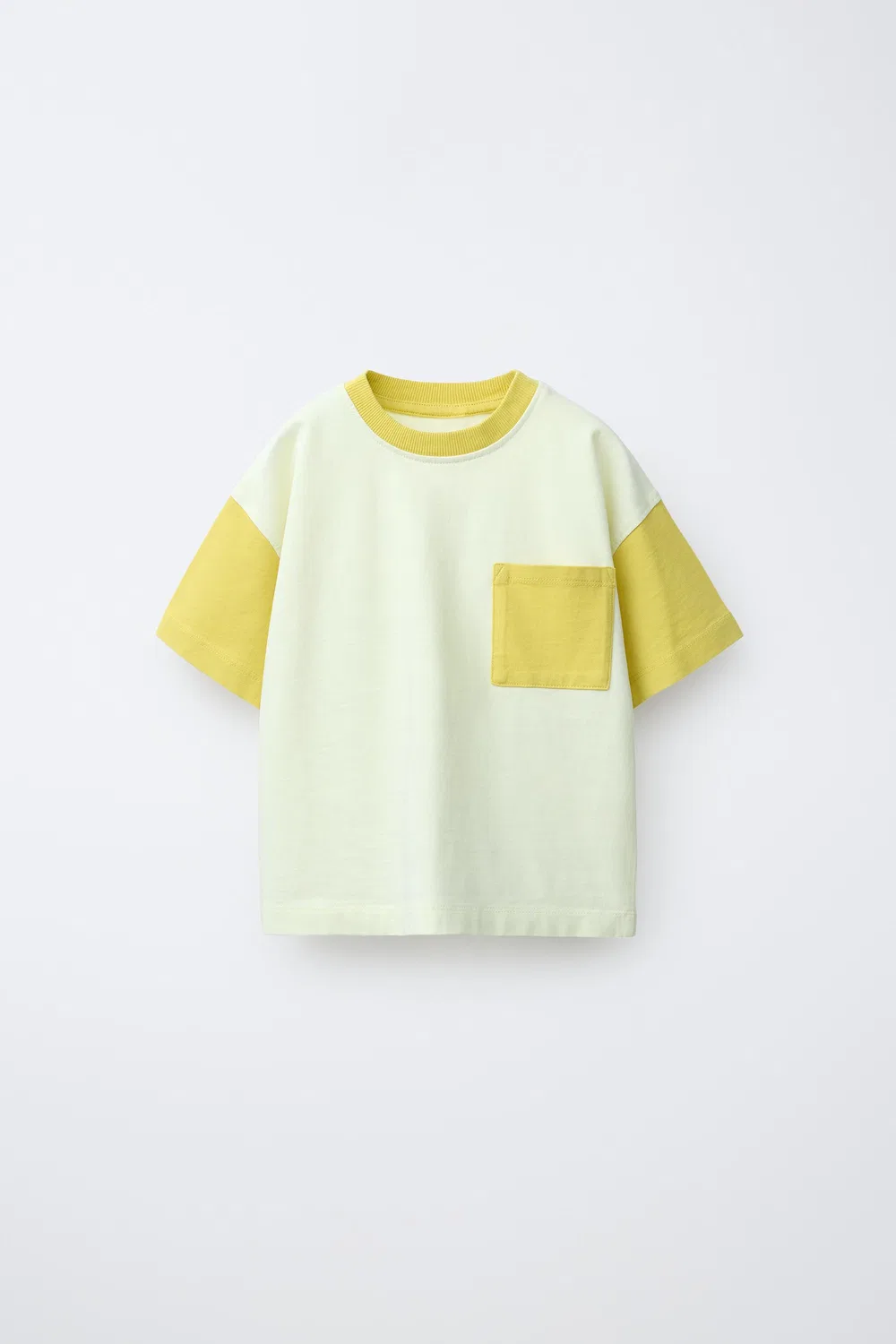 Футболка с цветовыми блоками ZARA, Yellow