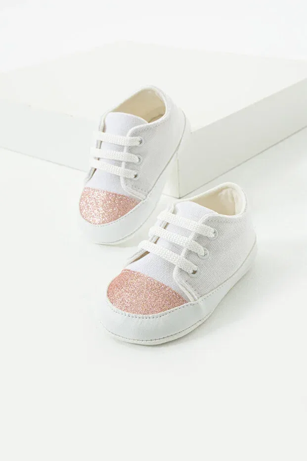 Детские ботинки для девочек с блестками Yummy Kids, White/Powder