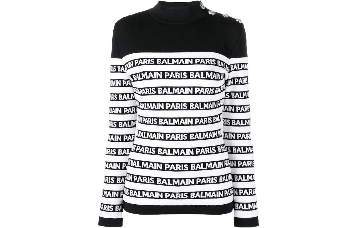 Женский свитер с полуводолазкой Black White BALMAIN, Black White