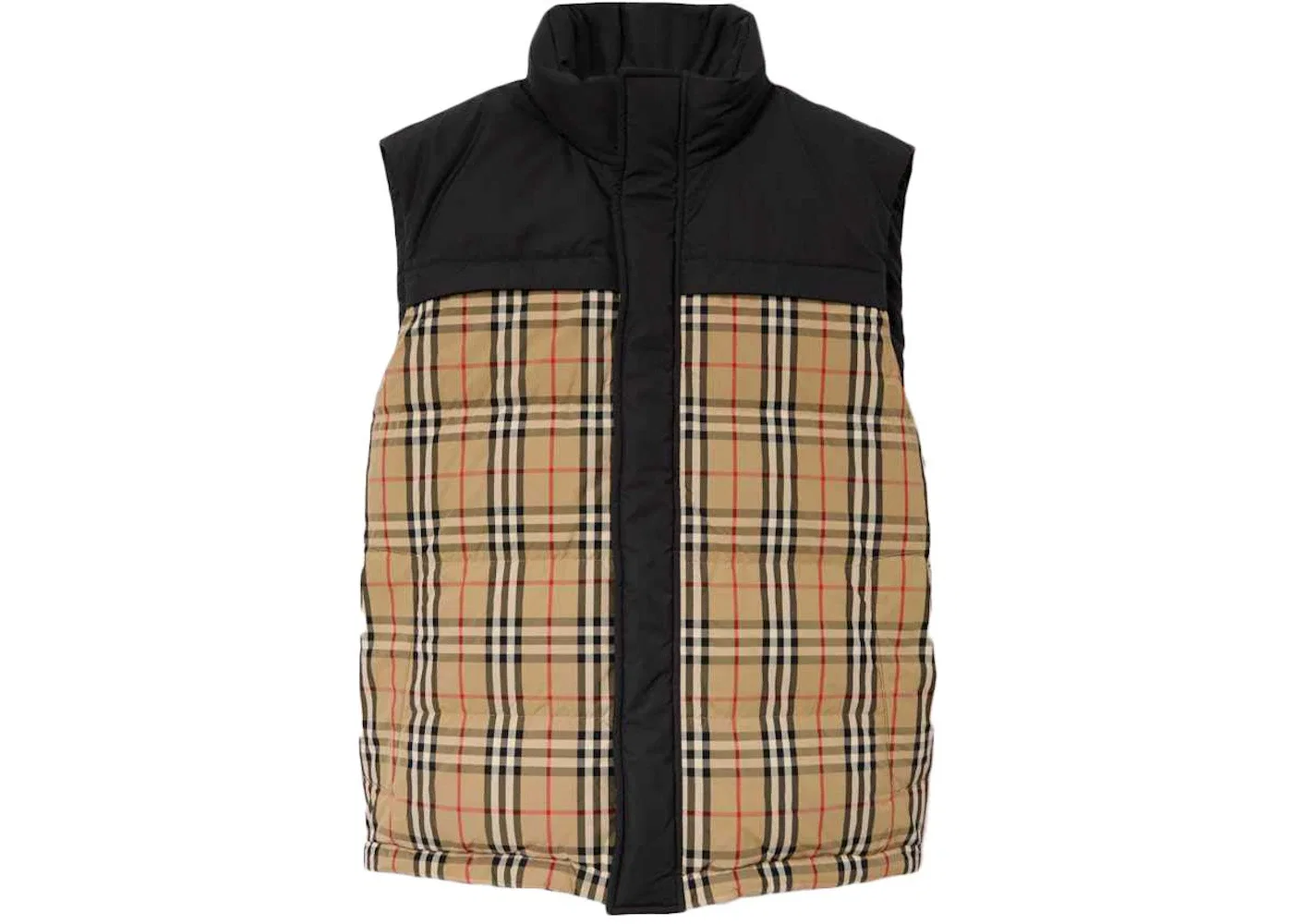 Мужской жилет двусторонний с принтом Check Panel Burberry, Black/Archive Beige