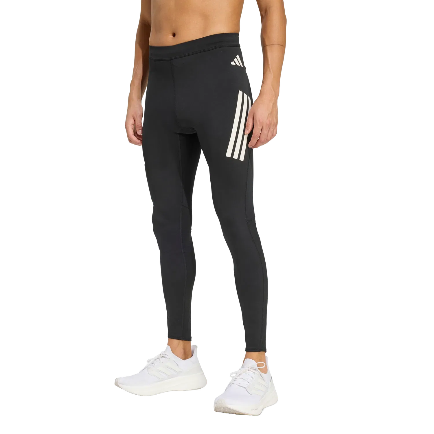 Мужские беговые леггинсы с полосками Adidas, черный — фото 2