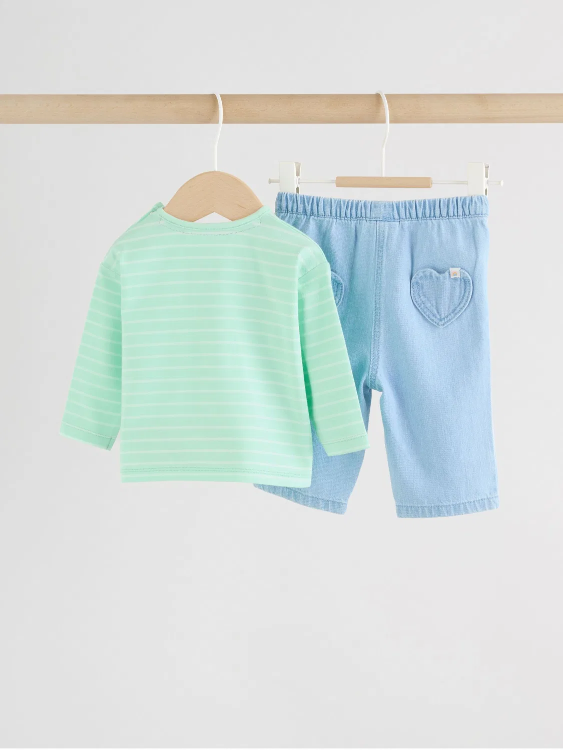 Комплект из футболки и брюк, полосатый, Baby 2 Piece Set Next, зеленый — фото 2