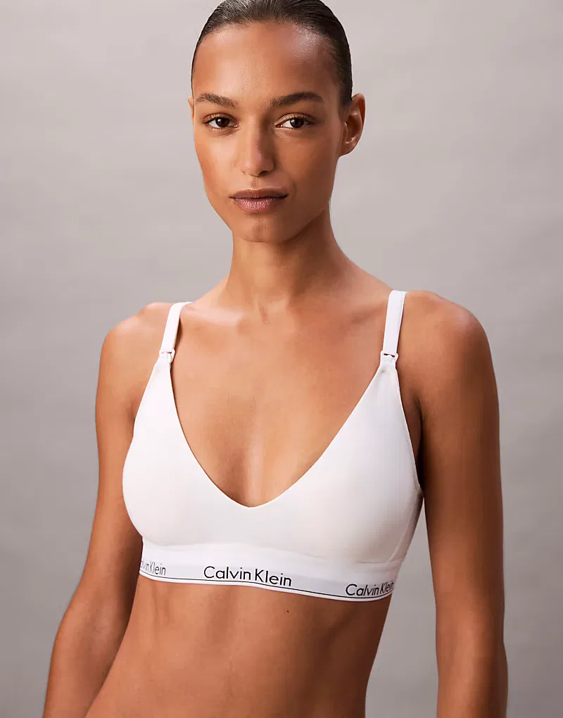 Бюстгальтер-топ Calvin Klein Icon Cotton Modal для беременных, слегка на подкладке, белый — фото 3