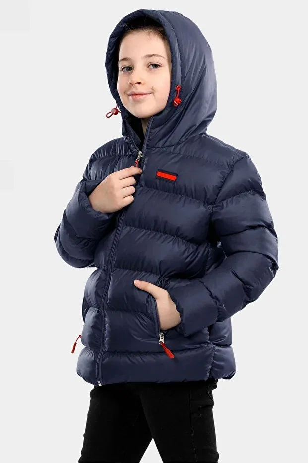 Детское зимнее пальто для девочек с капюшоном Vodens, Navy Blue — фото 2