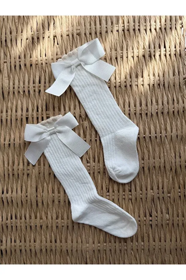 Детские носки для девочек с бантом Myluni, Nude Color