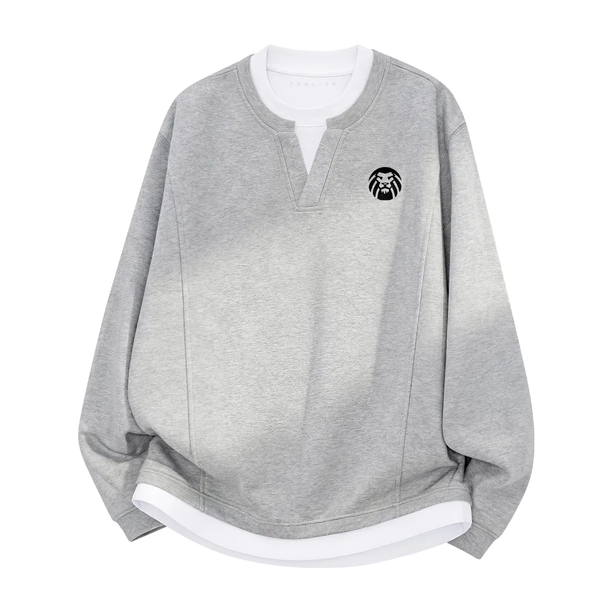 Детский лонгслив с принтом Faux Two-Piece Tonlion, Heather Grey
