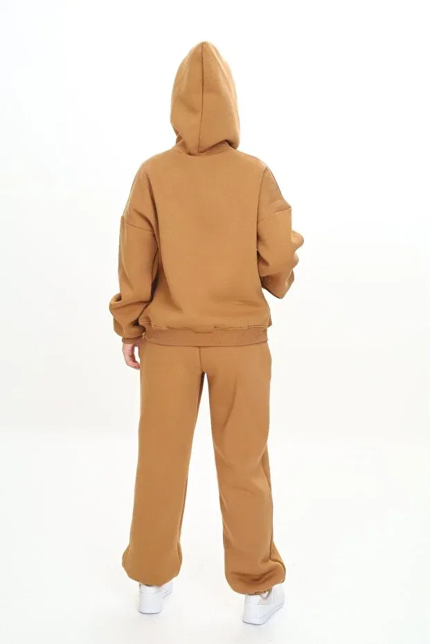 Детский комплект худи и брюк для девочек с капюшоном Toontoy, Brown — фото 4