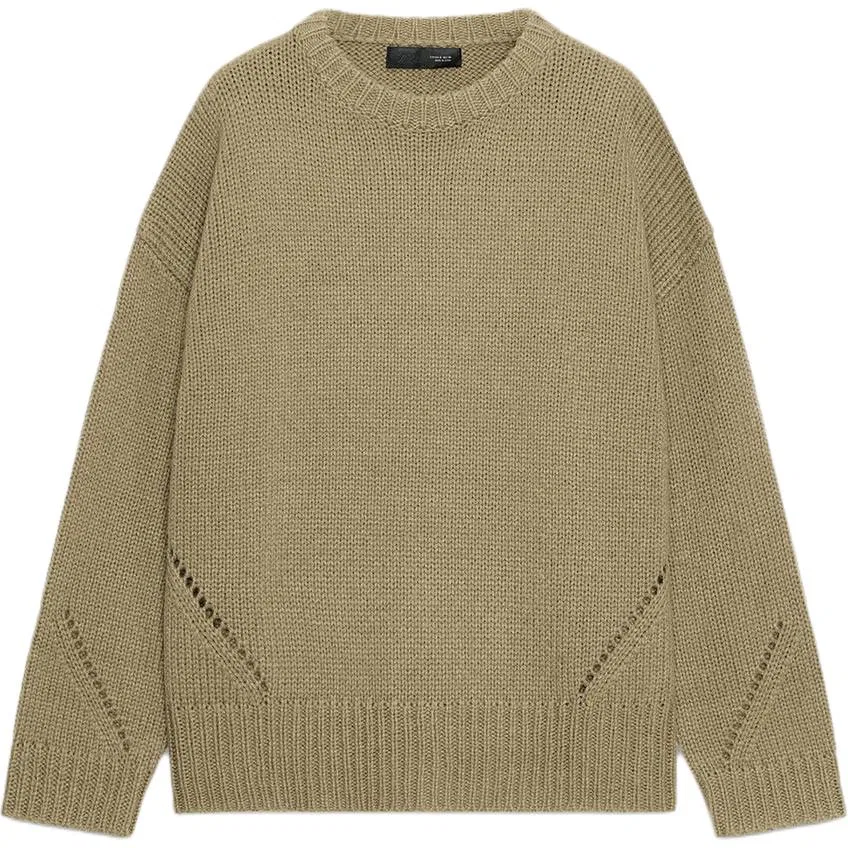 Женский свитер средней зеленый с круглым вырезом ZARA