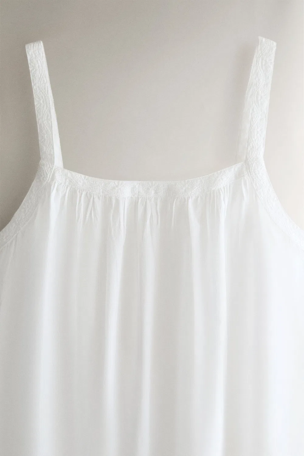Хлопковая ночная рубашка с вышивкой ZARA, White — фото 2