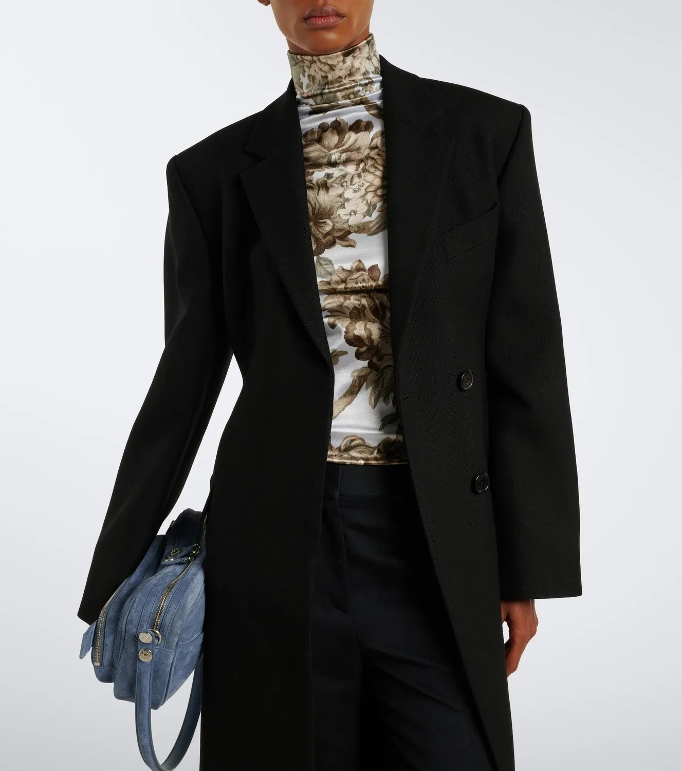 Топ с воротником-стойкой Acne Studios, синий — фото 2