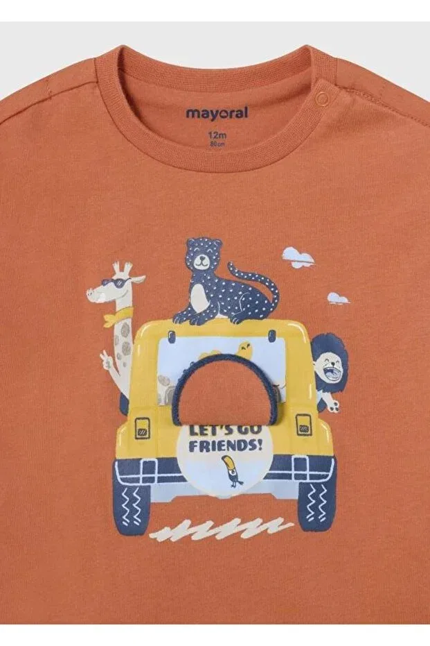 Детская футболка для мальчиков с принтом Interactive Baby Boy T-Shirt Mayoral, Orange — фото 4