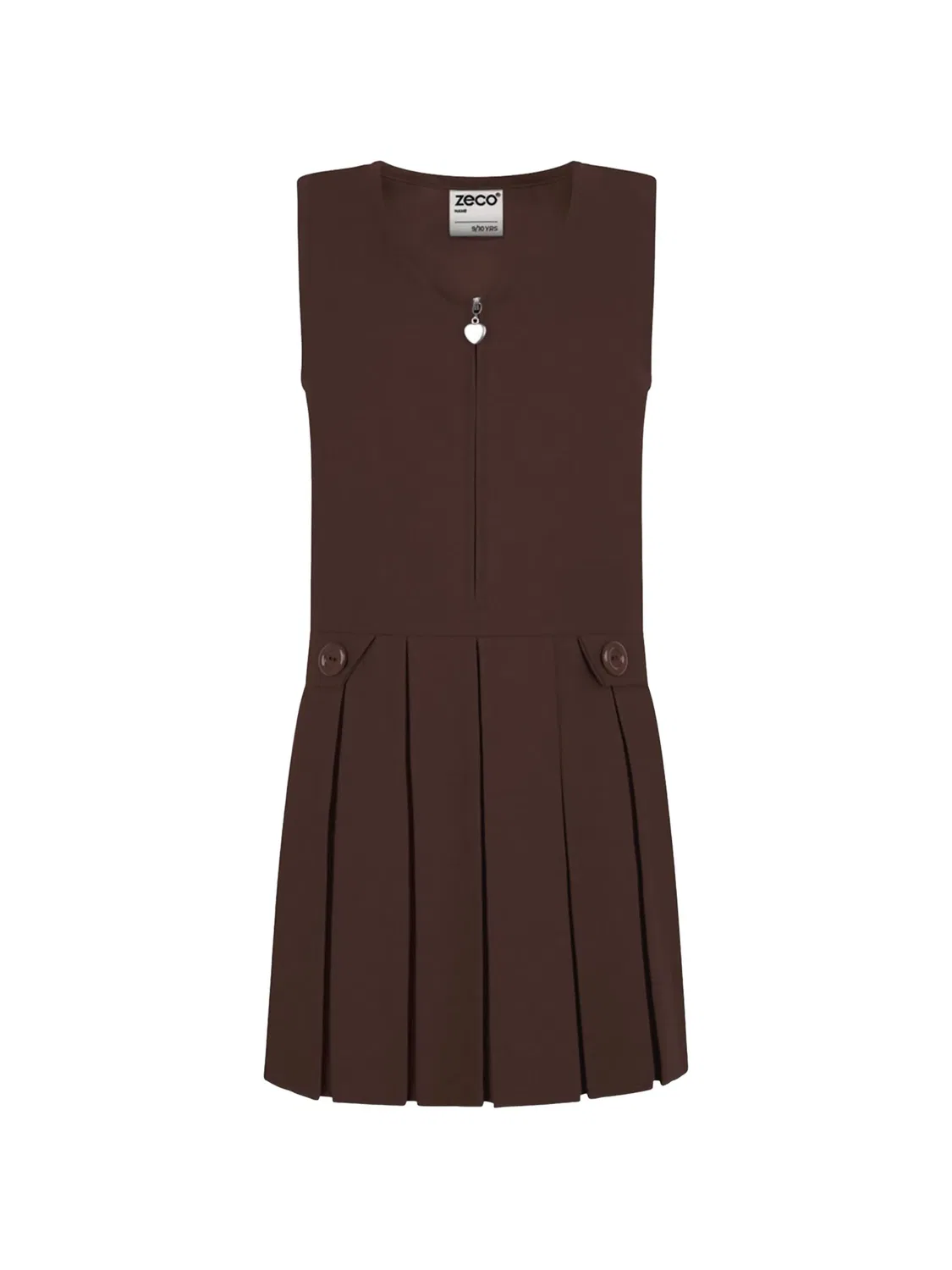 Платье без рукавов со складками Zeco Schoolwear Kids, коричневый