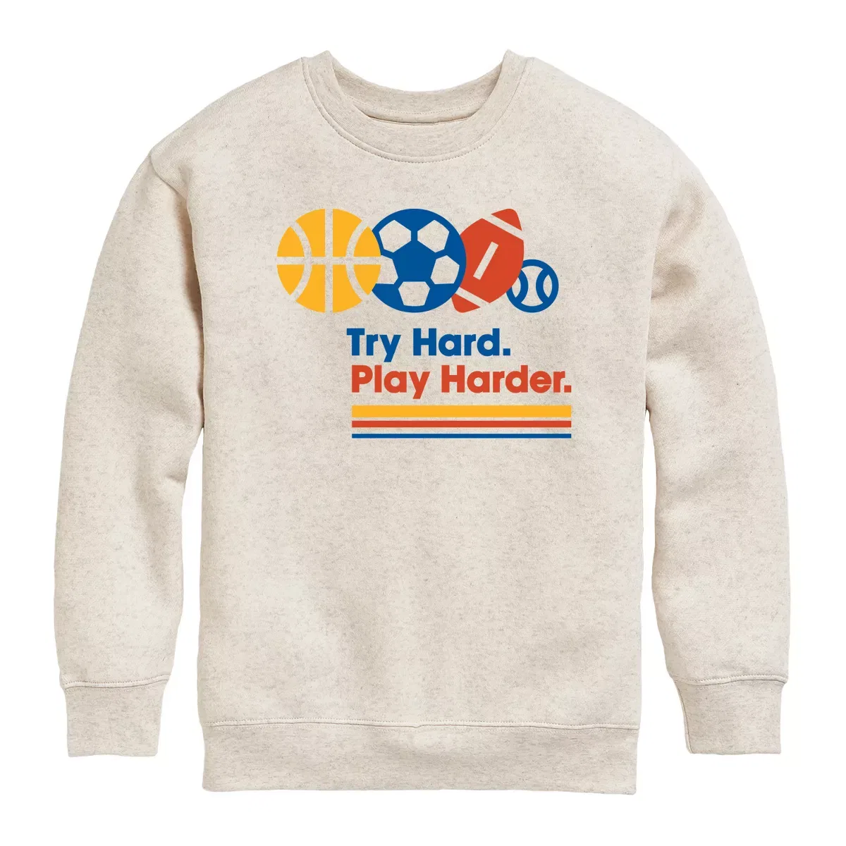 Детский свитшот с длинным рукавом с принтом Try Hard Play Harder Instant Message, Natural