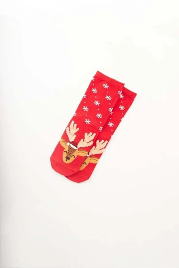 Детские носки с принтом Baby deer printed new year socks Bony Socks, Red