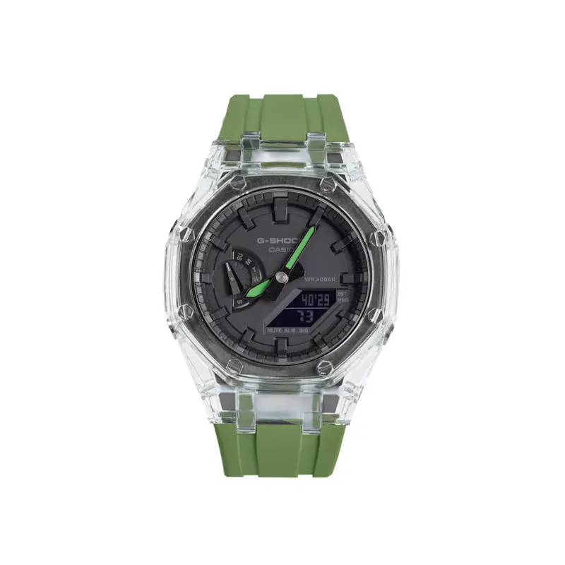 

CASIO Часы Unisex Liquid Crystal/Analog Dual Display Series 48.5mm Black Watch, Glacier Color Needle Dark Green Needle Dark Green Thread