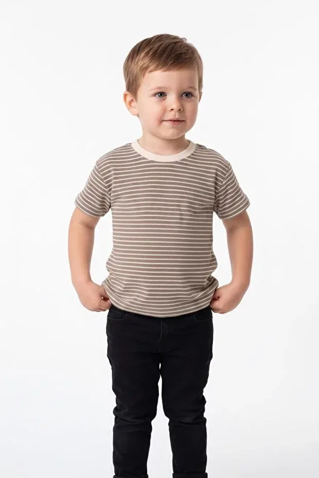 Детский комплект футболок с коротким рукавом с принтом Miababy, Beige — фото 3